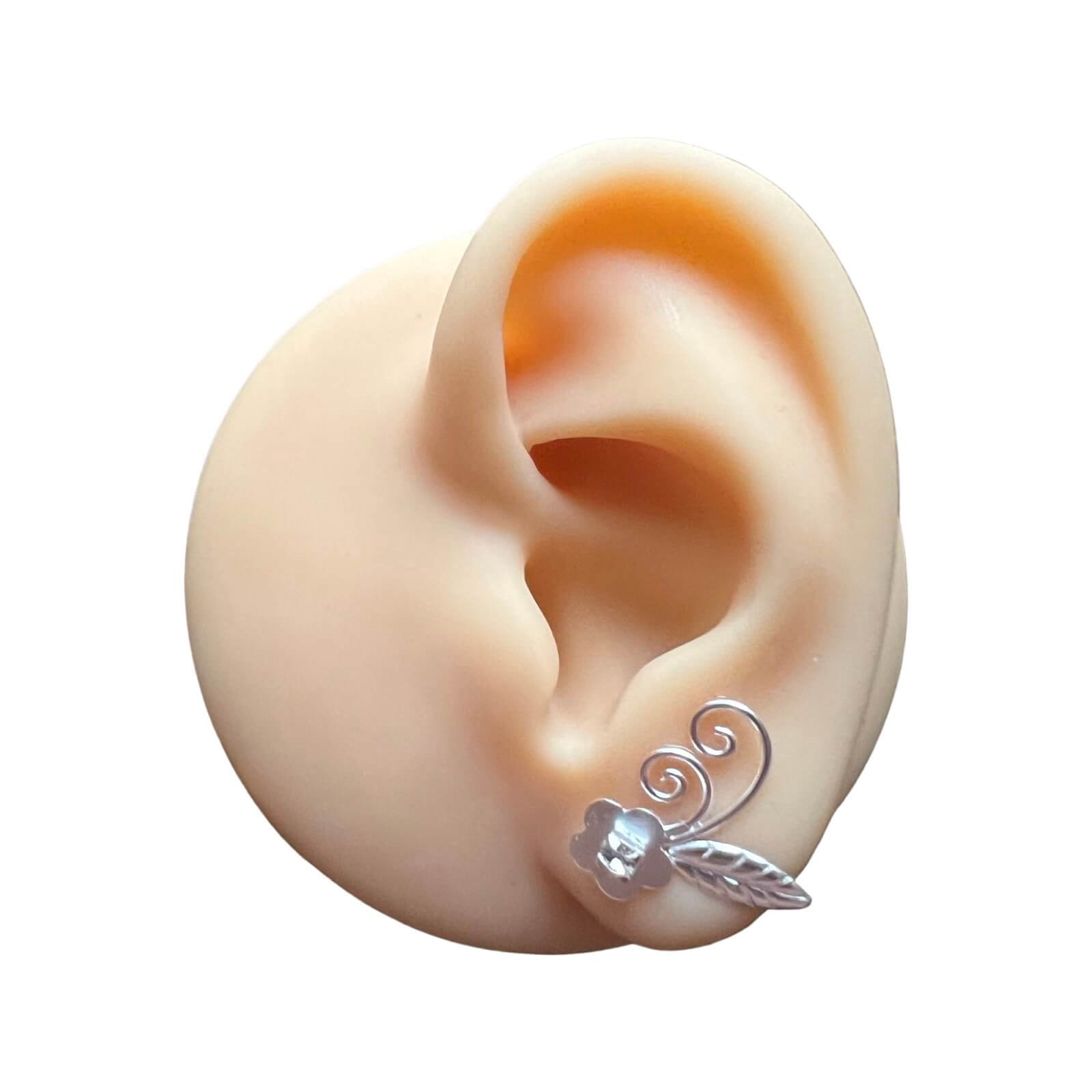 Ear Climber Blume 925 Sterling Silber Mit Kristall Ohrstecker Ohrklemme