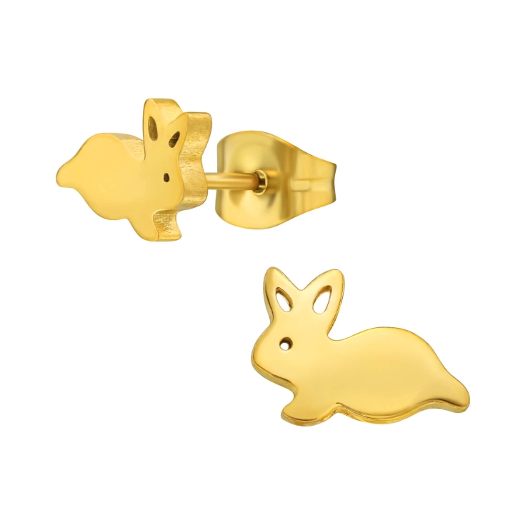 Ohrringe Ohrstecker 316L Chirurgenstahl mit Hase goldfarben