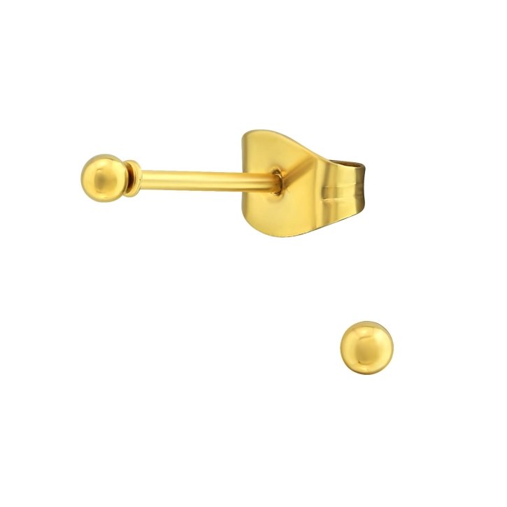 Ohrringe Ohrstecker 316L Chirurgenstahl goldfarben mit Kugel 2mm