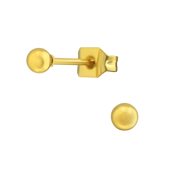 Ohrringe Ohrstecker 316L Chirurgenstahl goldfarben mit Kugel 3mm