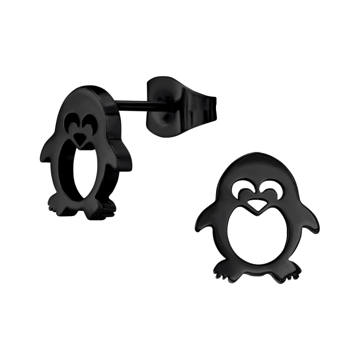 Ohrringe Ohrstecker 316L Chirurgenstahl Pinguin schwarz