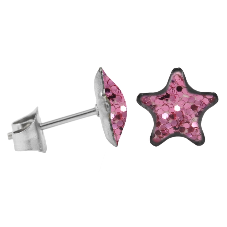 Ohrstecker Chirurgenstahl glitzernder Stern pink