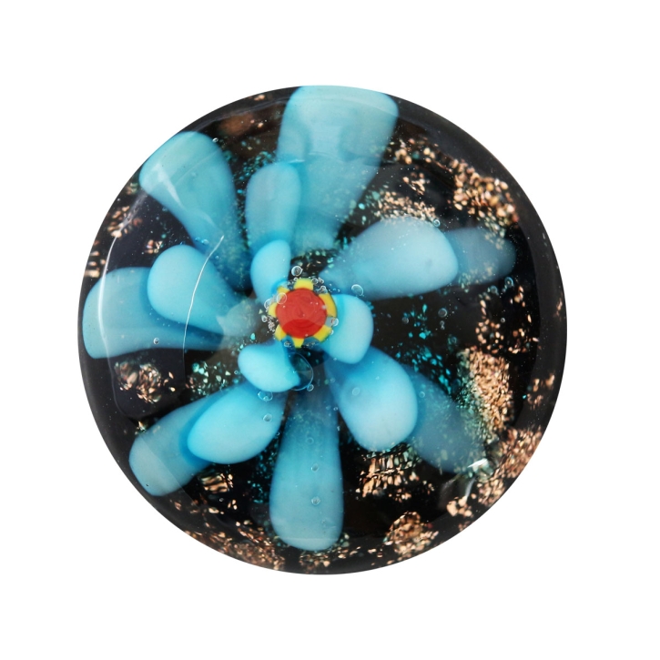 Cabochon Klebstein mit blauer Blume 20mm