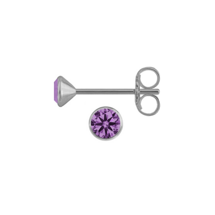 Kelchohrstecker 925 Sterling Silber mit Zirkonia in lila 3mm