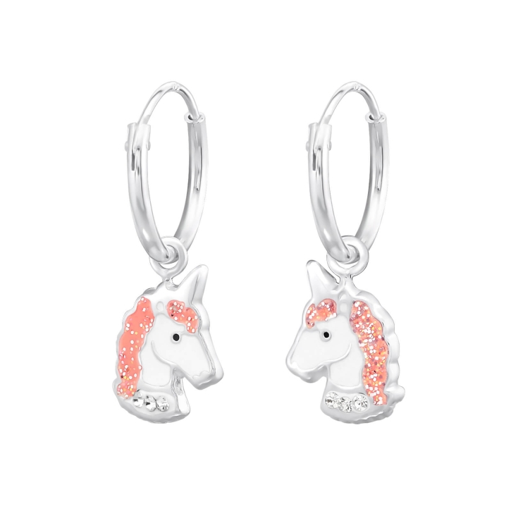 Creolen Kinder Ohrringe 925 Sterling Silber mit Einhorn