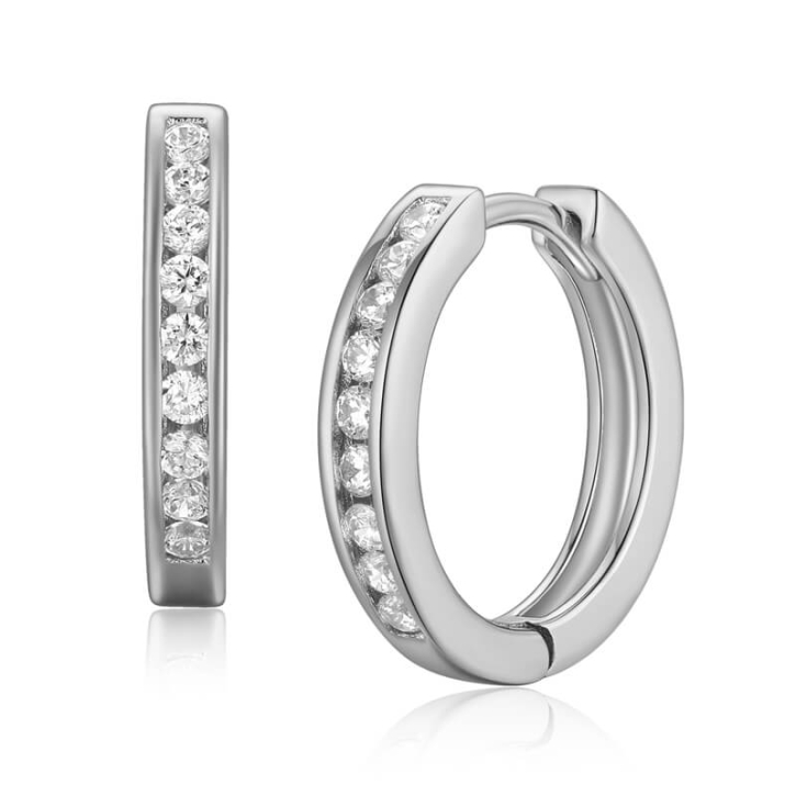 925 Sterling Silber Klappcreolen Ohrringe 17mm mit Zirkonia