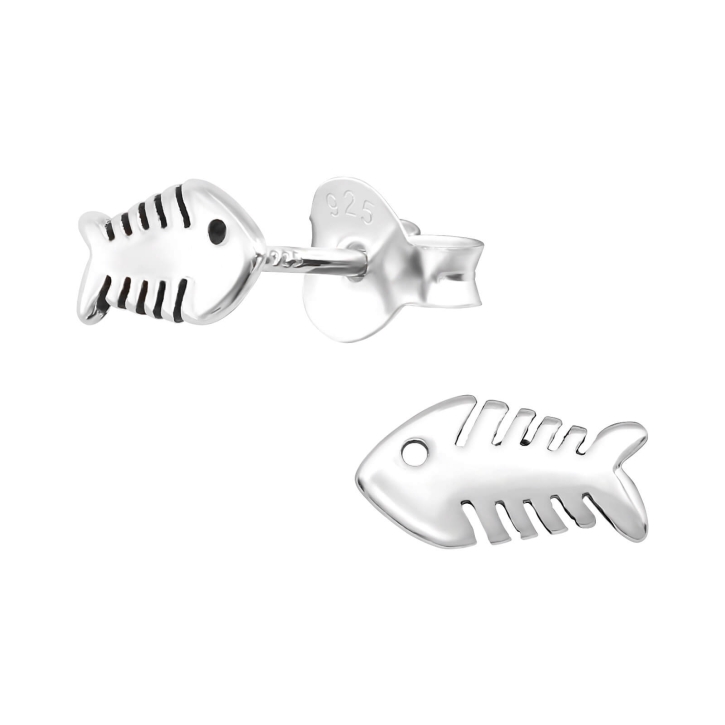 Ohrringe 925 Sterling Silber Ohrstecker mit Fischgräte