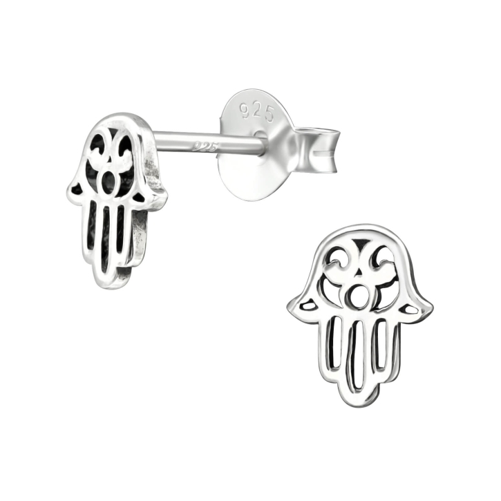 Hamsa 925er Sterling Silber Ohrringe Ohrstecker mit Hand der Fatima