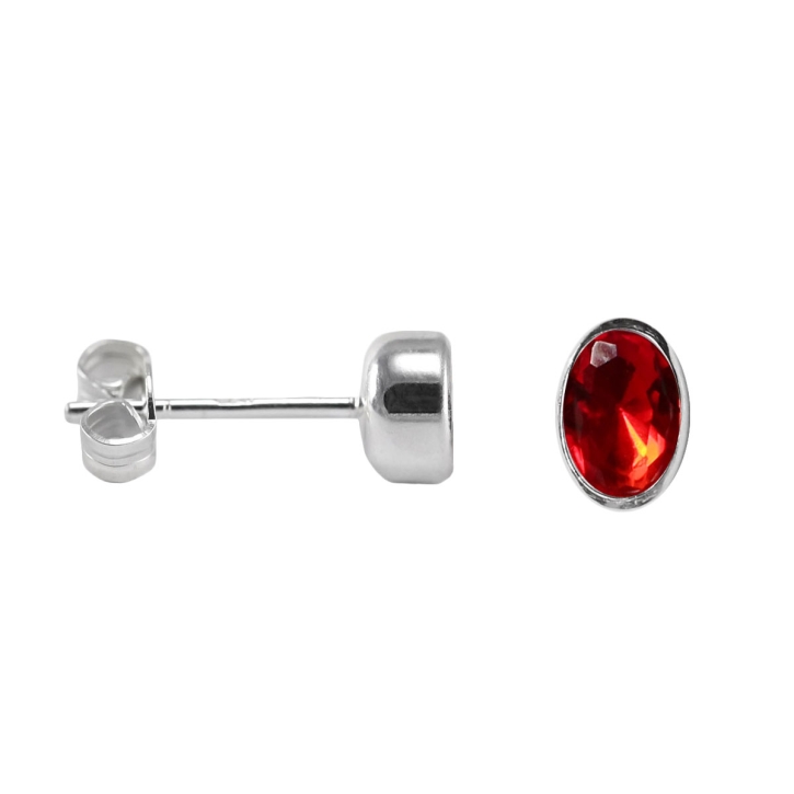 925 Sterling Silber Ohrstecker mit ovalem Zirkonia in rot