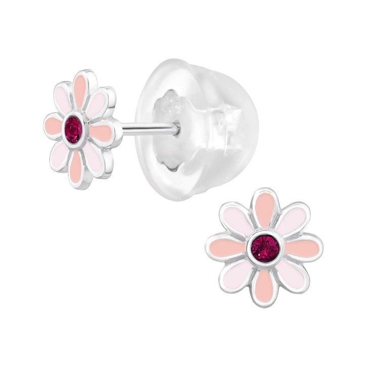 Kinder Ohrringe Ohrstecker 925 Sterling Silber Blume mit Kristall