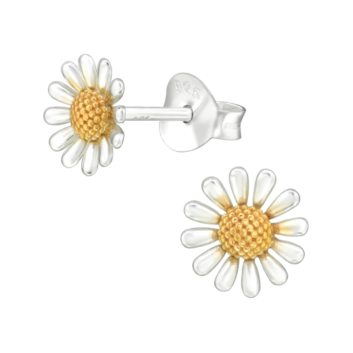 Ohrringe Ohrstecker 925 Sterling Silber teilvergoldet mit Gänseblümchen