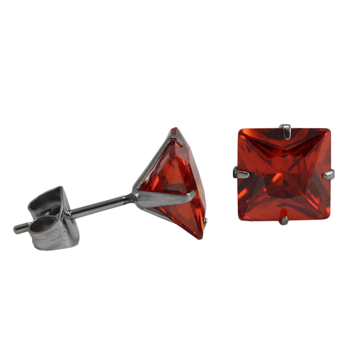 316 Chirurgenstahl Ohrstecker mit Quadrat in orange 3 mm