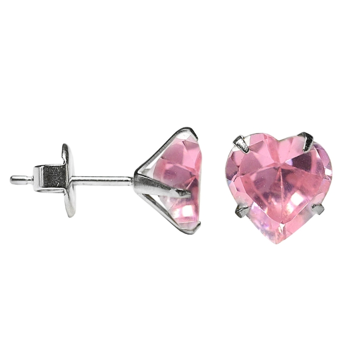 Silber Ohrstecker mit Herz in pink 5mm