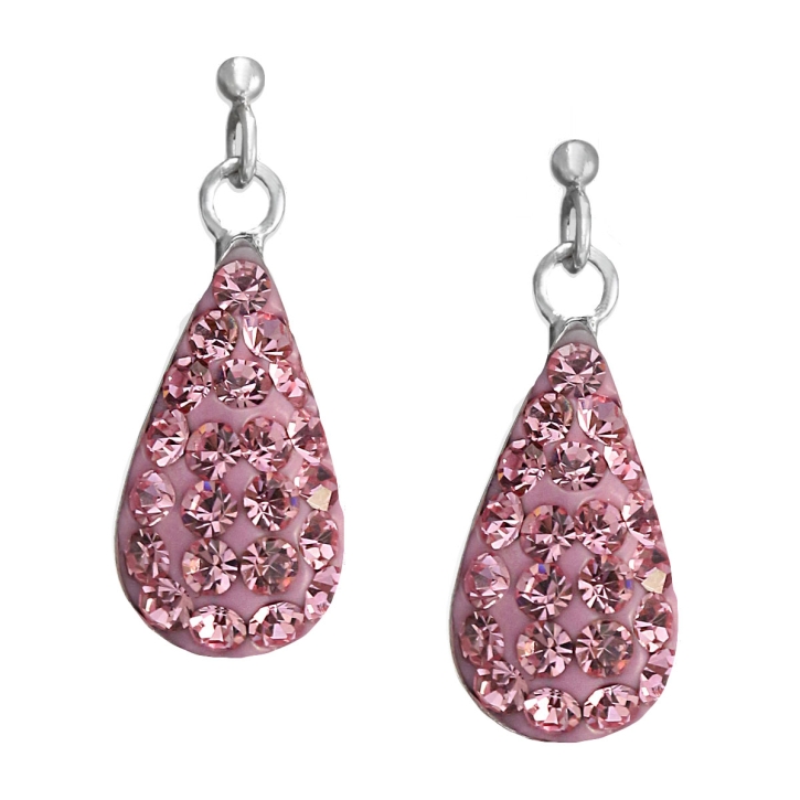 Ohrstecker 925 Sterling Silber Glitzer Tropfen in pink