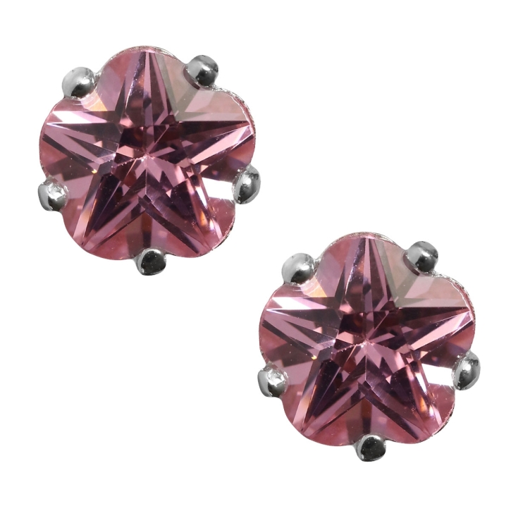 Ohrstecker 925 Sterling Silber mit Zirkonia Blume in pink