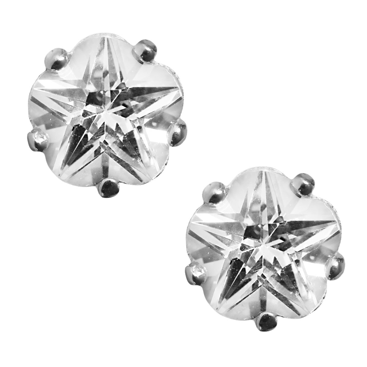 Ohrstecker 925 Sterling Silber mit Zirkonia Blume in transparent