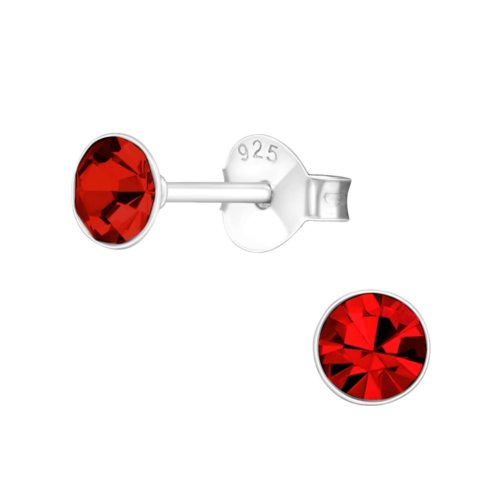 Ohrringe 925 Sterling Silber Ohrstecker mit Kristall 4mm in rot