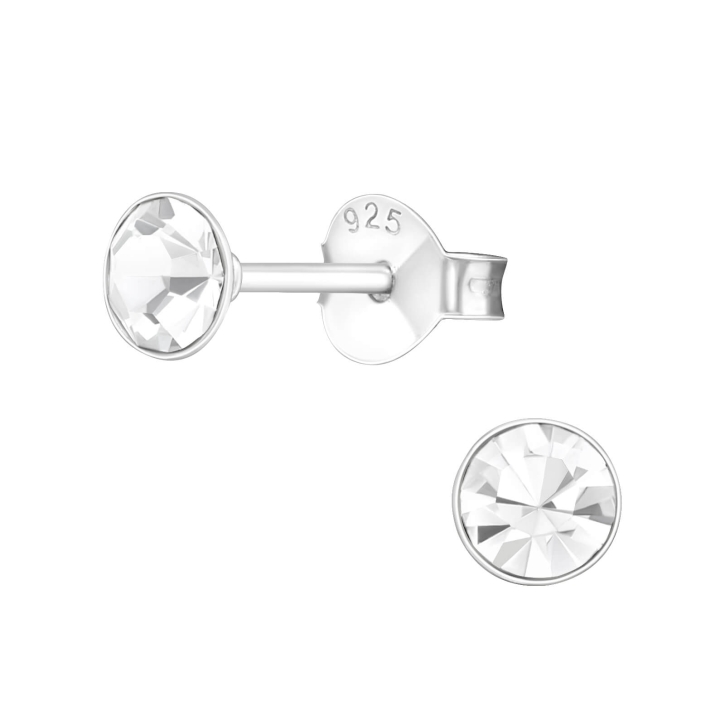 Ohrringe 925 Sterling Silber Ohrstecker mit Kristall 4mm in transparent