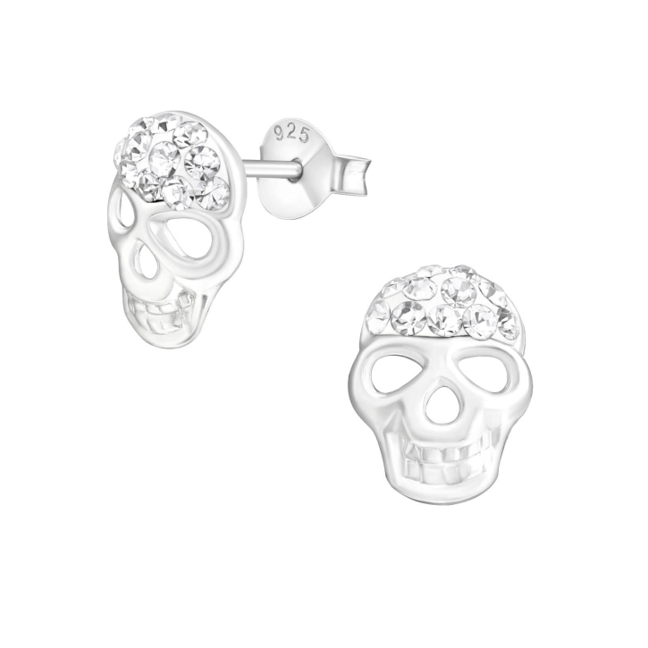 Ohrringe Ohrstecker 925 Sterling Silber Totenkopf mit Kristallen