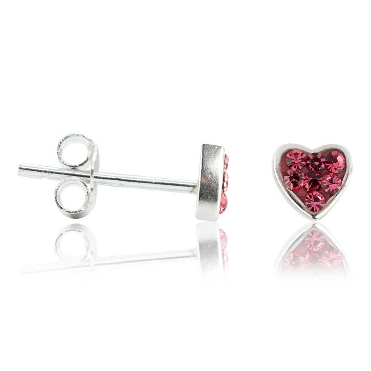 Ohrstecker 925 Sterling Silber Herz mit Zirkonia in rosa