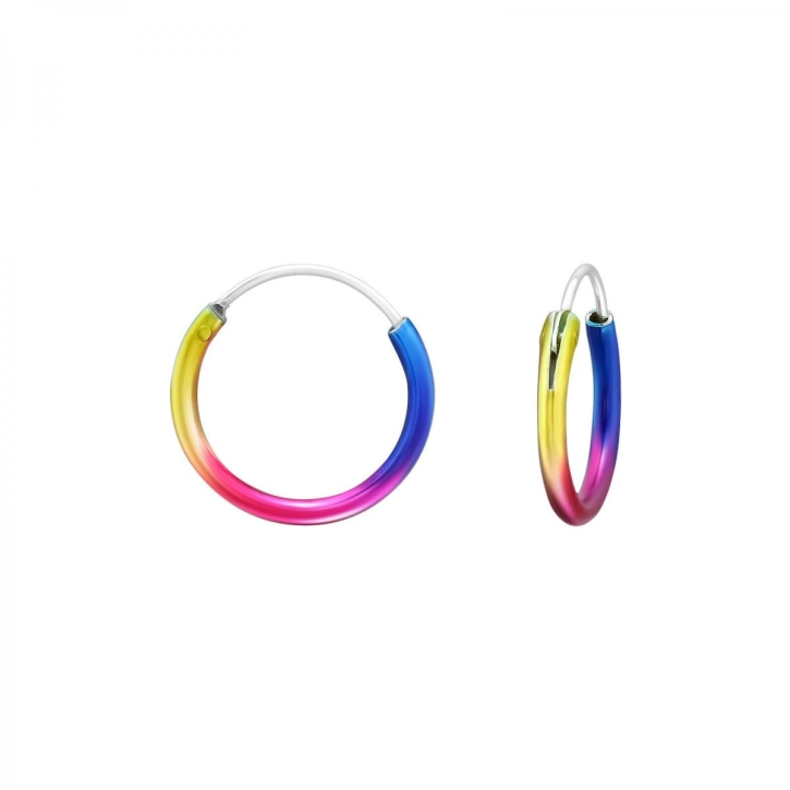 Creolen Ohrringe 925 Sterling Silber Regenbogen 12mm