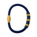 MARTIN1985 Blaues Kunstleder Armband geflochten Unisex Damen Herren mit magnetischem Edelstahlverschluss goldfarben Geschenkverpackung