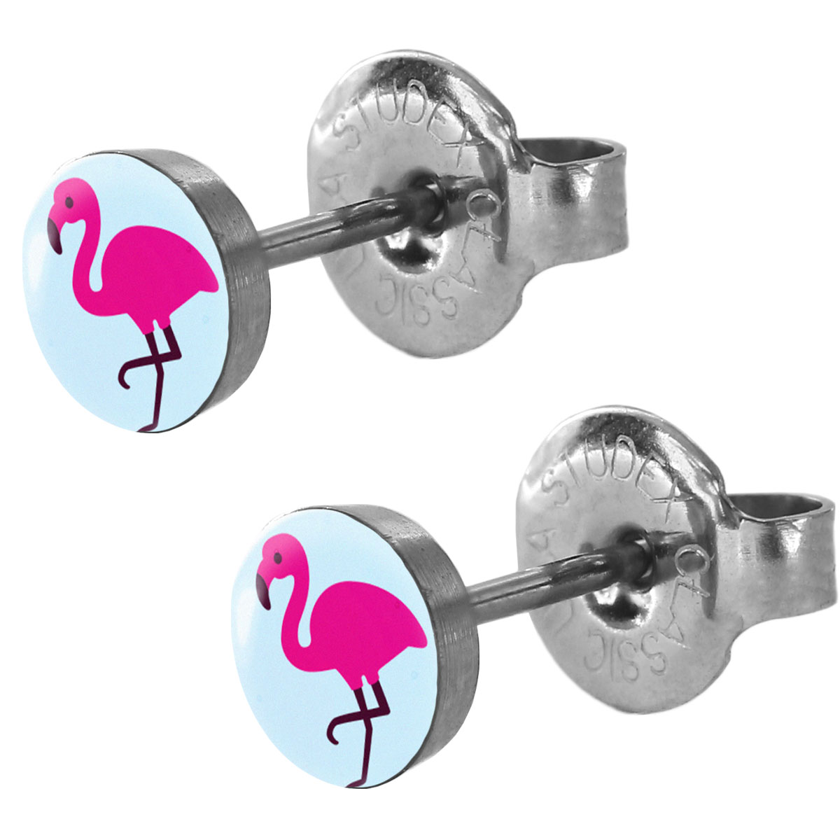 System Flamingo mit Erstohrstecker Studex 75 Chirurgenstahl