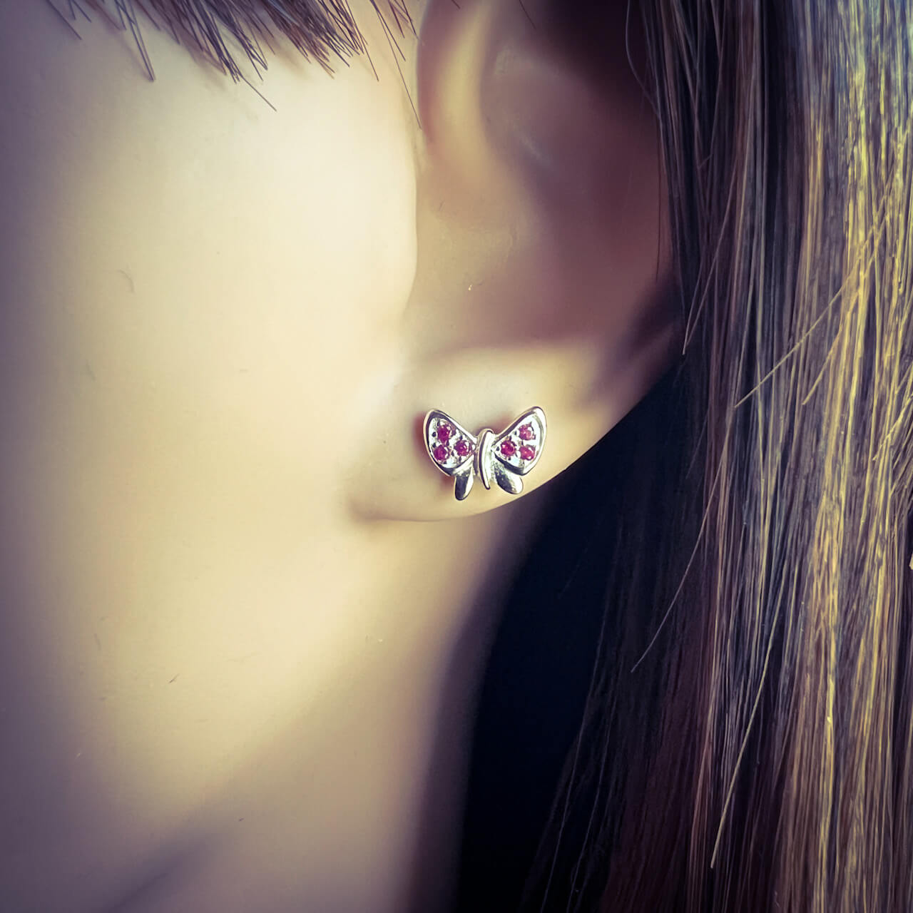 Zirkonia Ohrstecker 925 Schmetterling Sterling Silber in Farben mit verschiedenen Ohrringe