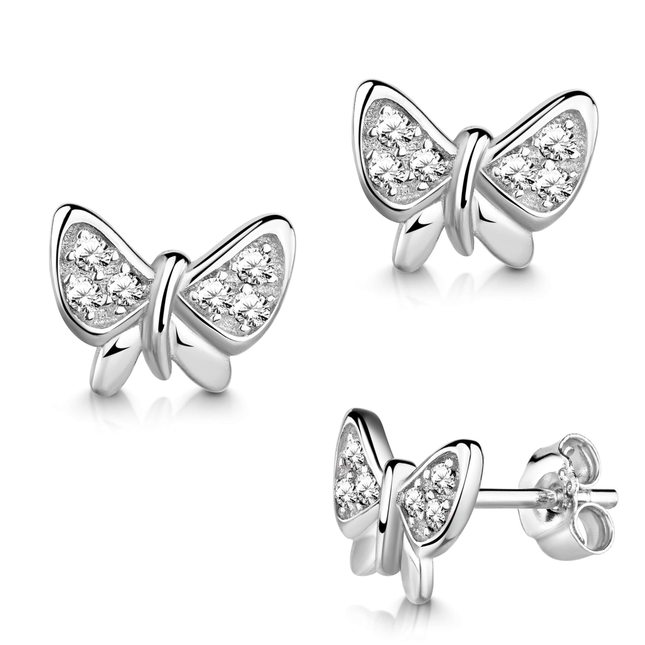 Ohrringe Ohrstecker 925 Sterling Silber in verschiedenen mit Farben Zirkonia Schmetterling