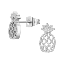 Ohrringe Ohrstecker 316L Chirurgenstahl mit Ananas silber