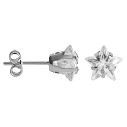 Ohrstecker 925 Sterling Silber mit Zirkonia Stern in transparent