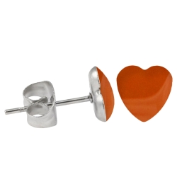 Chirurgenstahl Ohrstecker Emaille Herz orange