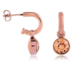 Edelstahl Steckcreolen Ohrringe rosévergoldet mit Swarovski Elements Kristall in champagner