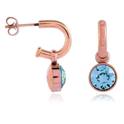 Edelstahl Steckcreolen Ohrringe rosévergoldet mit Swarovski Elements Kristall in hellblau