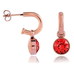 Edelstahl Steckcreolen Ohrringe rosévergoldet mit Swarovski Elements Kristall in rot