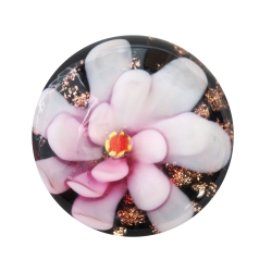 Cabochon Klebstein mit pinker Blume 20mm