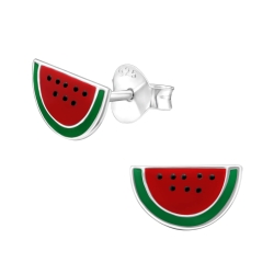 925 Sterling Silber Ohrringe Ohrstecker mit Wassermelone