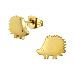 Ohrringe Ohrstecker 316L Chirurgenstahl mit Igel goldfarben