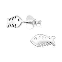 Ohrringe 925 Sterling Silber Ohrstecker mit Fischgräte