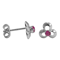 925 Sterling Silber Ohrstecker Blüte mit Zirkonia in dunklem pink