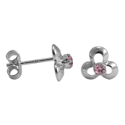 925 Sterling Silber Ohrstecker Blüte mit Zirkonia in pink