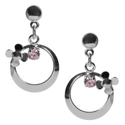 925 Sterling Silber Ohrstecker Blütenring mit Zirkonia in pink