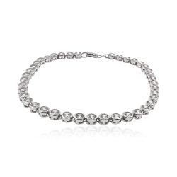 MARTIN1985 Damen Karabiner Tennisarmband 925 Sterling Silber 19cm Zirkonia mit Geschenkverpackung